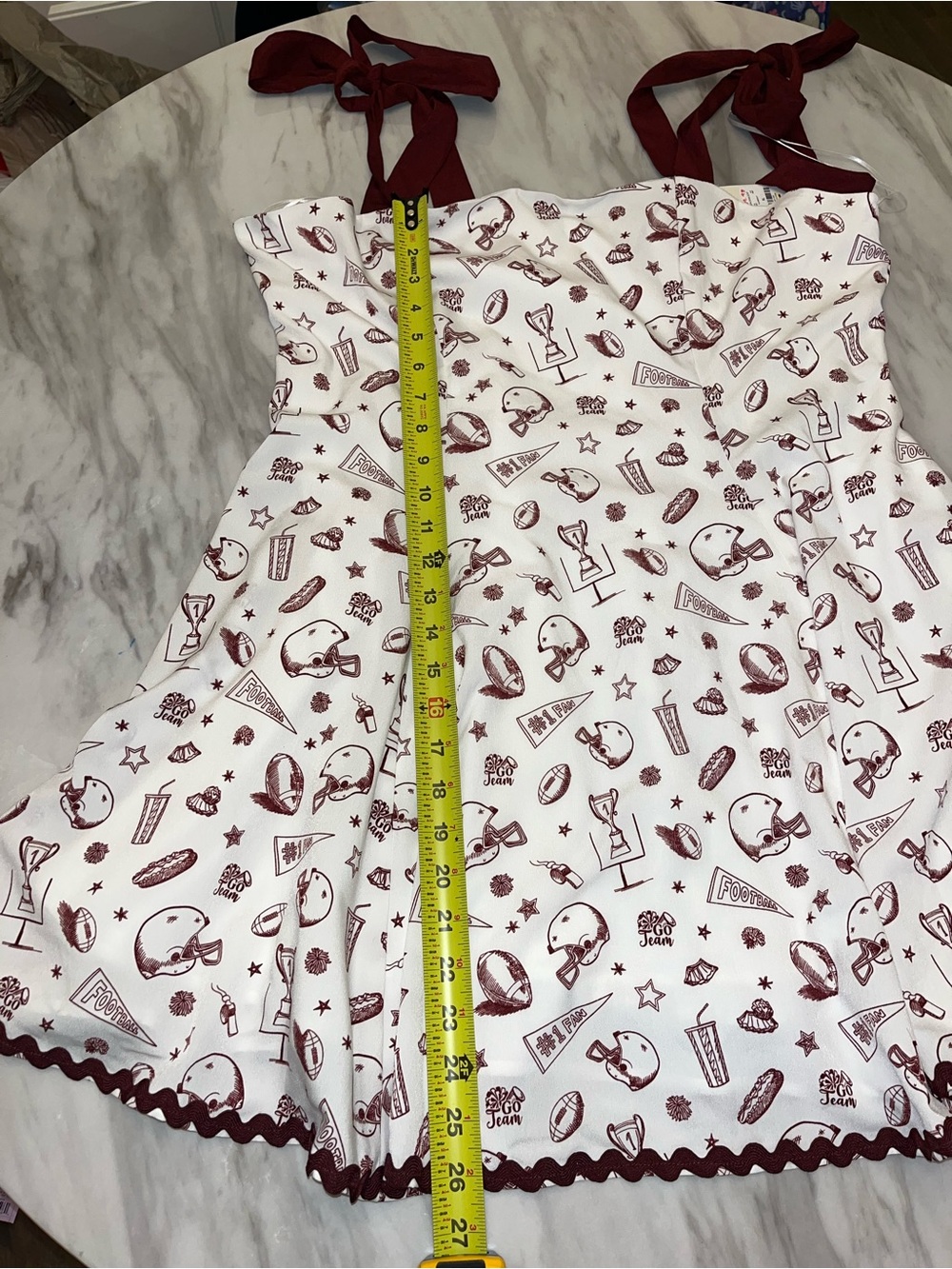 Francesca's Collections White Dress with Burgundy Print & Tie Straps - Picture 6 of 7